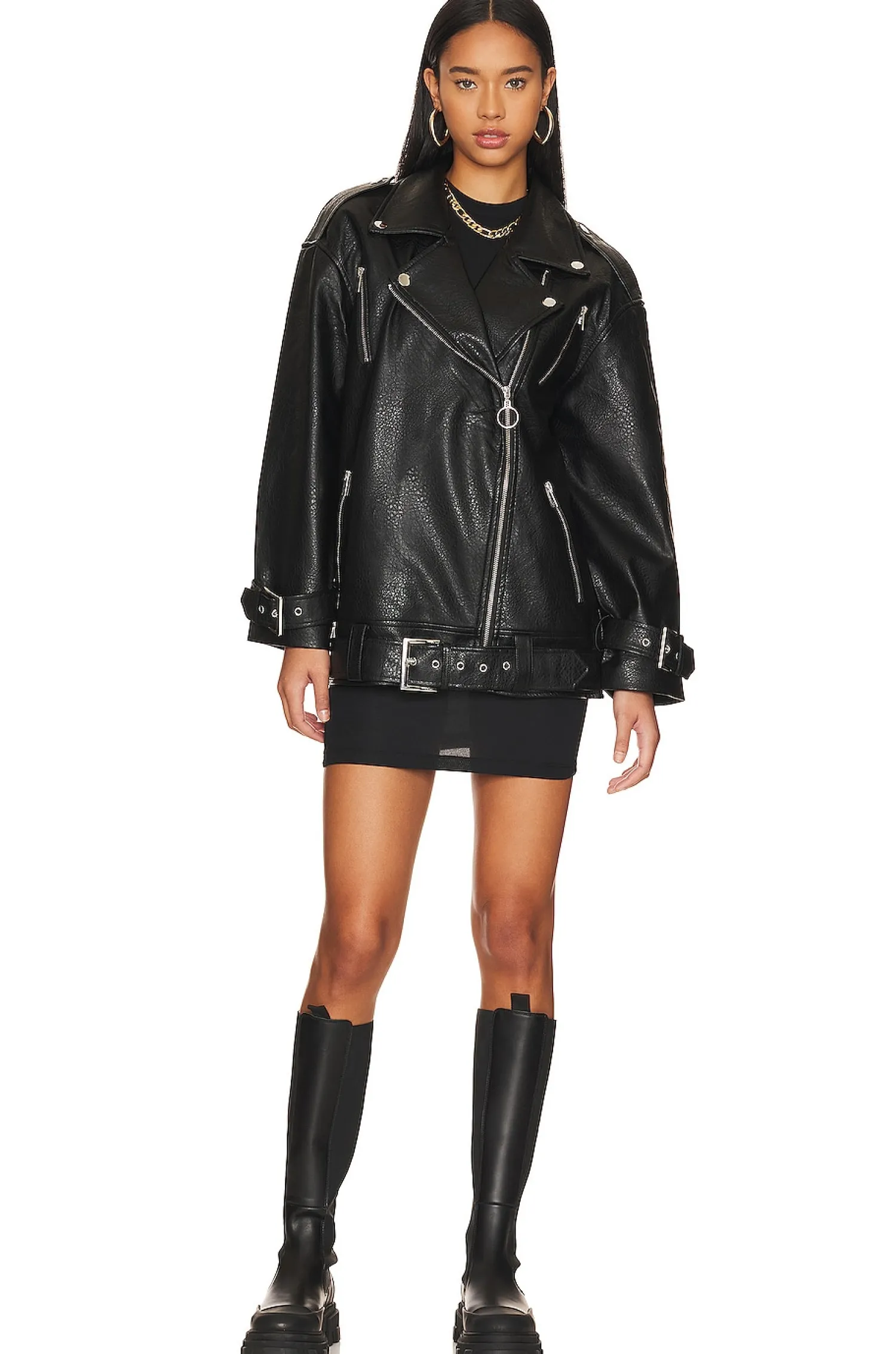 Women WeWoreWhat Jackets & Coats>Oversized Moto Jacket