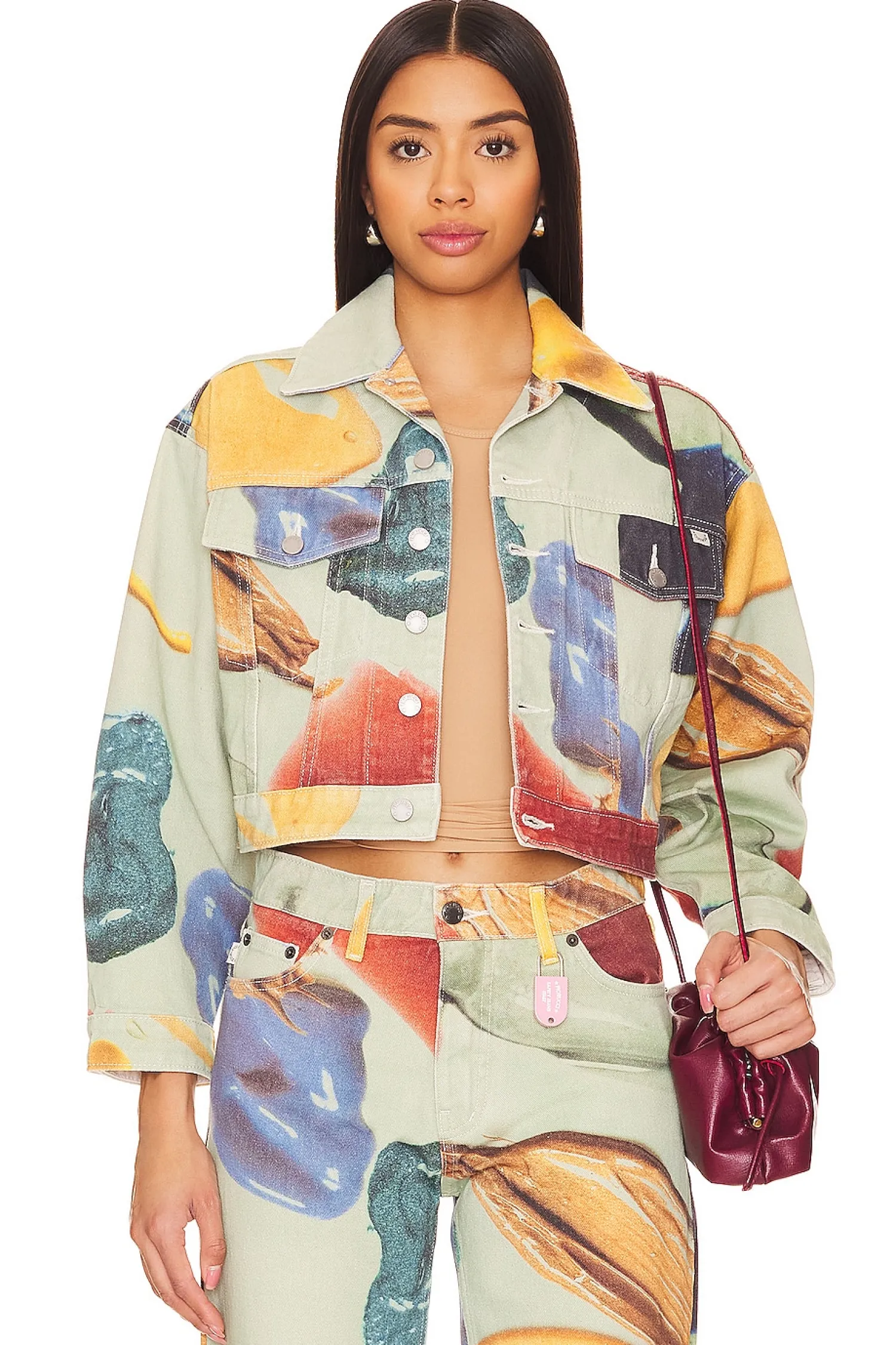 Women FIORUCCI Jackets & Coats>Paint Print Cropped Denim Jacket