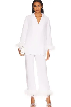 Women Sleeper Jumpsuits>Pajama Set with Double Feathers