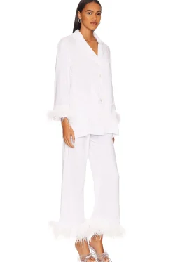 Women Sleeper Jumpsuits>Pajama Set with Double Feathers