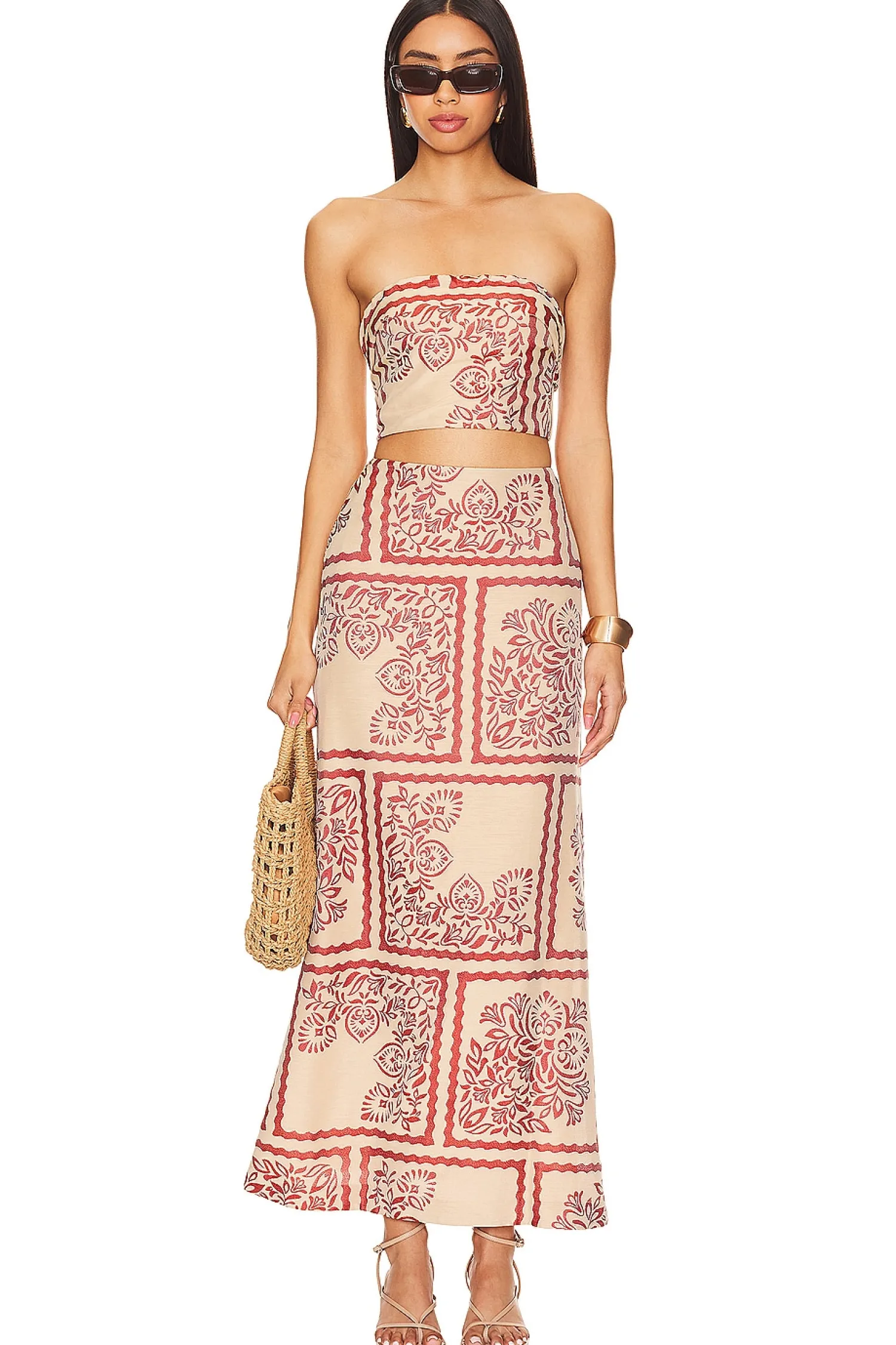 Women Bec + Bridge Matching Sets>Palm Bliss Strapless Crop