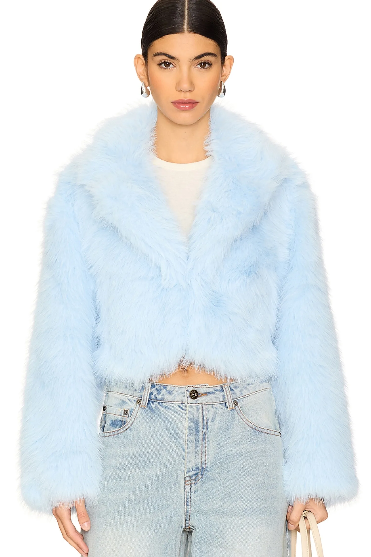 Women Free People Jackets & Coats>Paris Cropped Faux Fur Jacket In Ice Water
