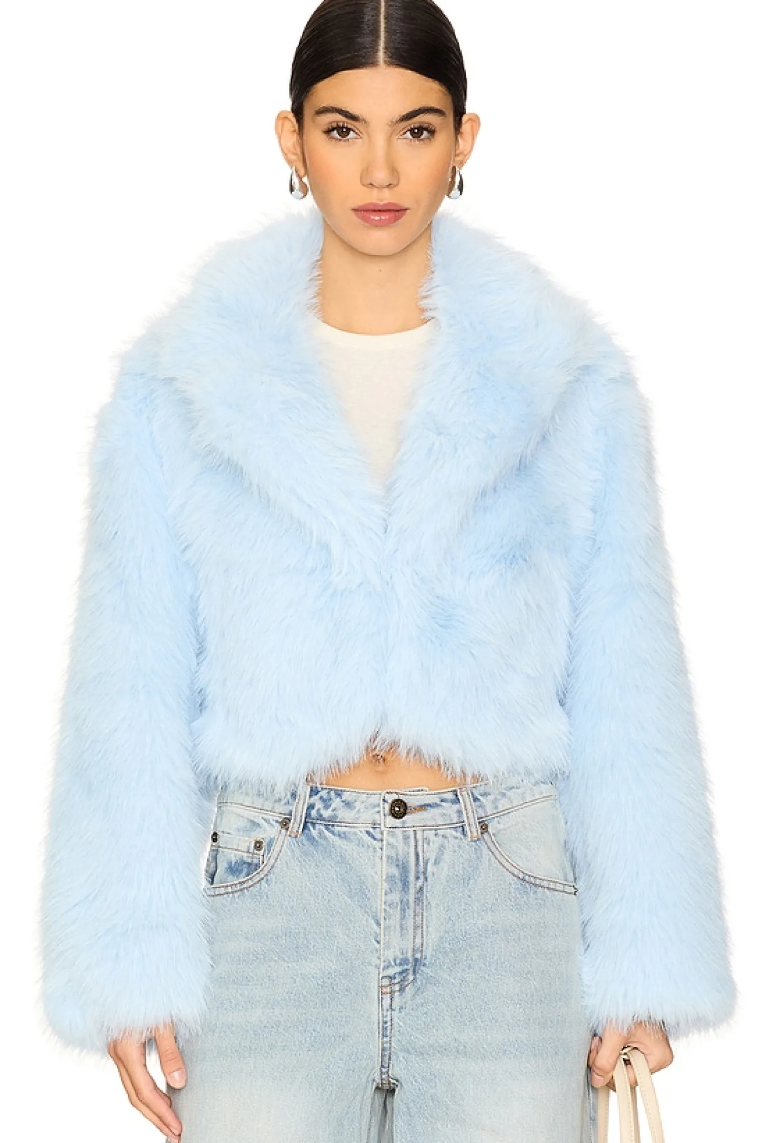 Women Free People Jackets & Coats>Paris Cropped Faux Fur Jacket In Ice Water