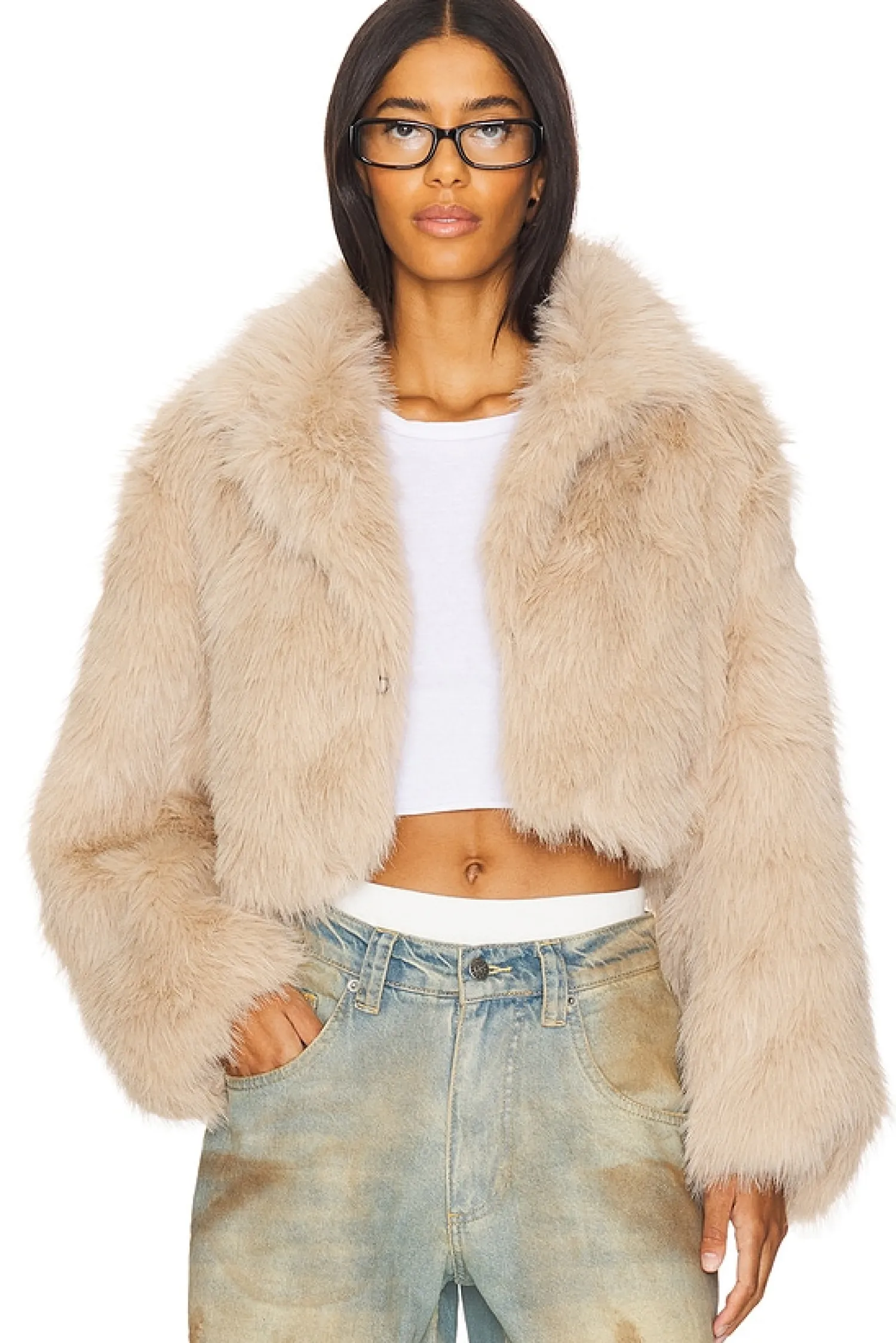 Women Free People Jackets & Coats>Paris Cropped Faux Fur Jacket In Ice Water