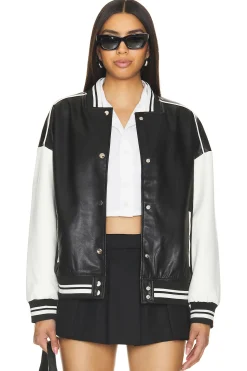 Women superdown Jackets & Coats>Parker Faux Leather Varsity Jacket