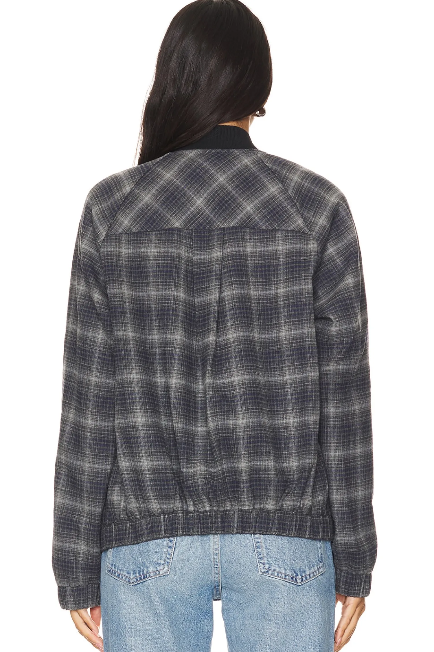 Women WAO Jackets & Coats>Plaid Bomber Jacket