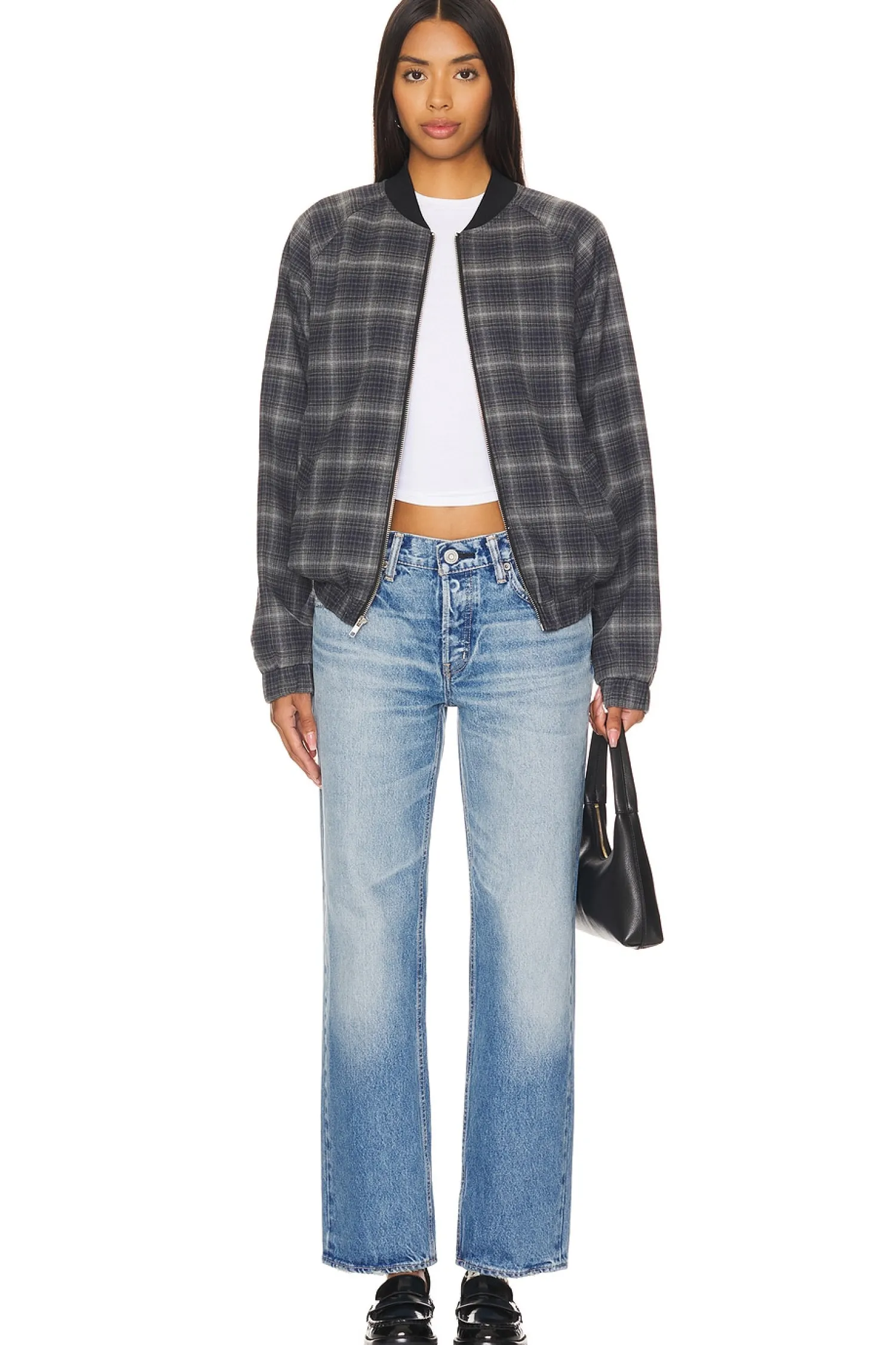 Women WAO Jackets & Coats>Plaid Bomber Jacket