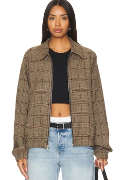 Women WAO Jackets & Coats>Plaid Bomber Jacket