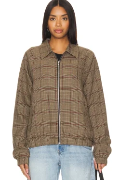 Women WAO Jackets & Coats>Plaid Bomber Jacket