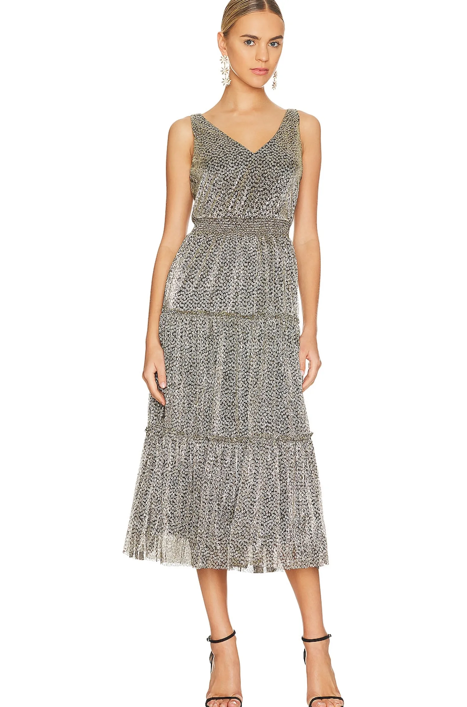 Women 1. STATE Dresses>Plunge V Midi Dress