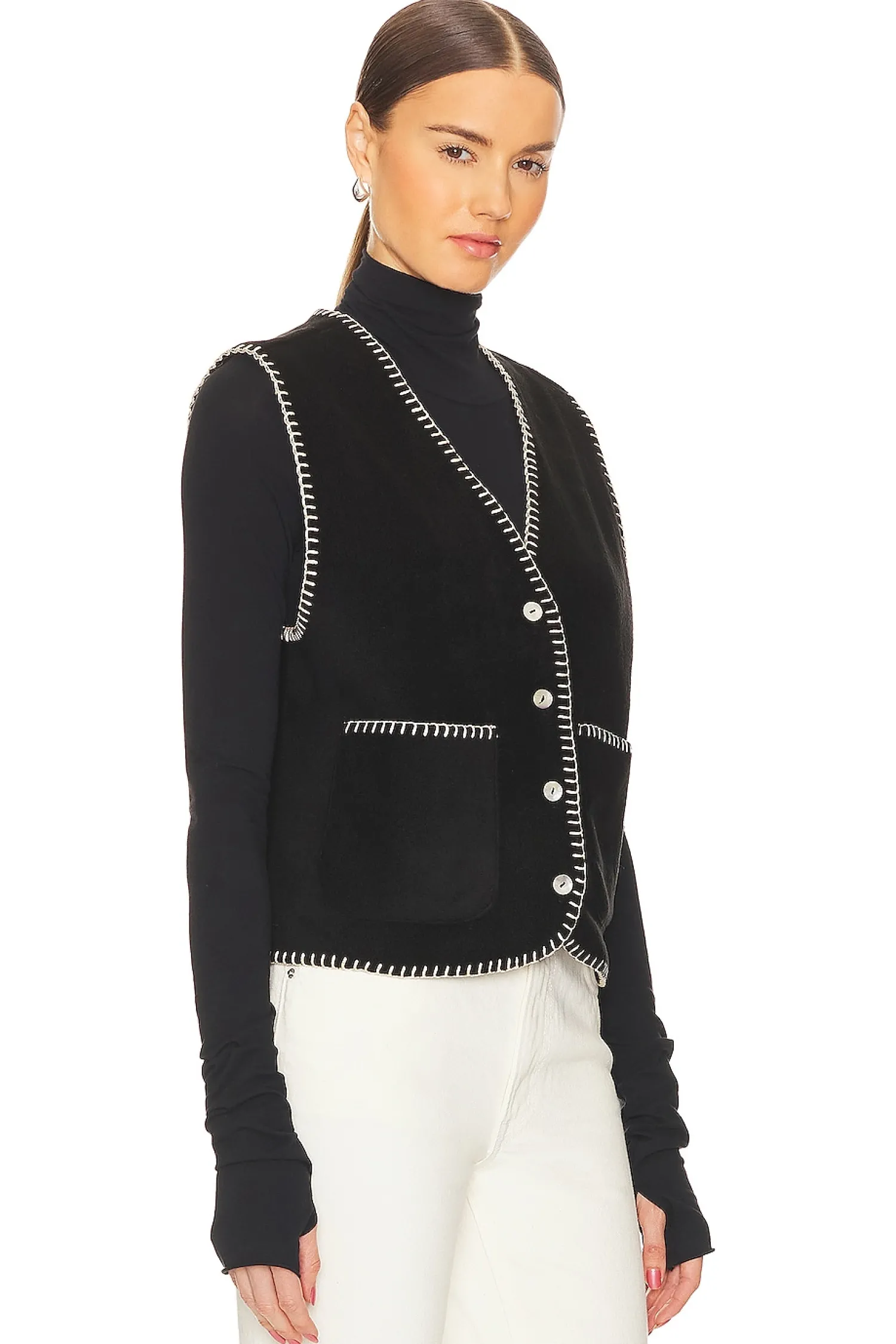 Women DONNI. Jackets & Coats>Polar Fleece Stitch Vest