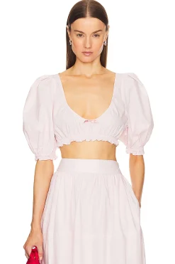 Women Helsa Matching Sets>Poplin Cropped Peasant Top
