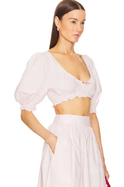 Women Helsa Matching Sets>Poplin Cropped Peasant Top