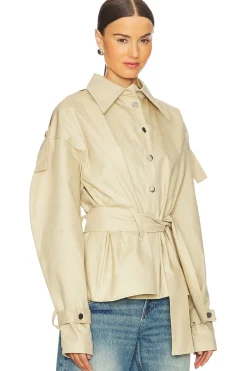 Women AAIZEL Jackets & Coats>Puffy Sleeve Belted Jacket