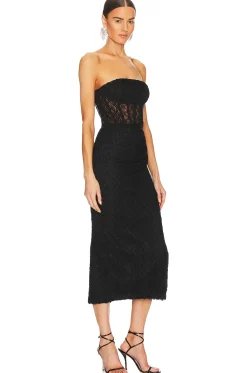 Women NICHOLAS Dresses>Raina Strapless Corset Lace Midi Dress