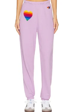 Women Aviator Nation Pants|Loungewear>Rainbow Heart Stitch Sweatpant