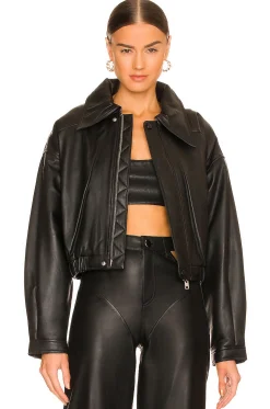 Women Camila Coelho Jackets & Coats>Raven Leather Jacket