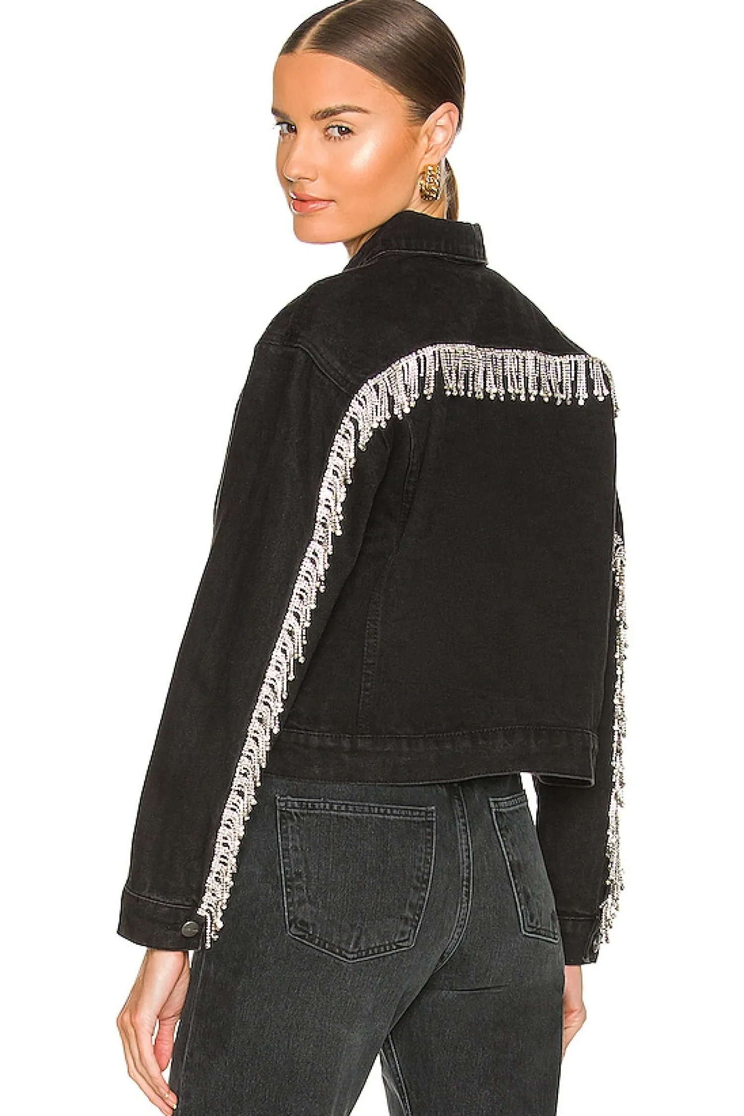 Women superdown Jackets & Coats>Raya Rhinestone Fringe Jacket