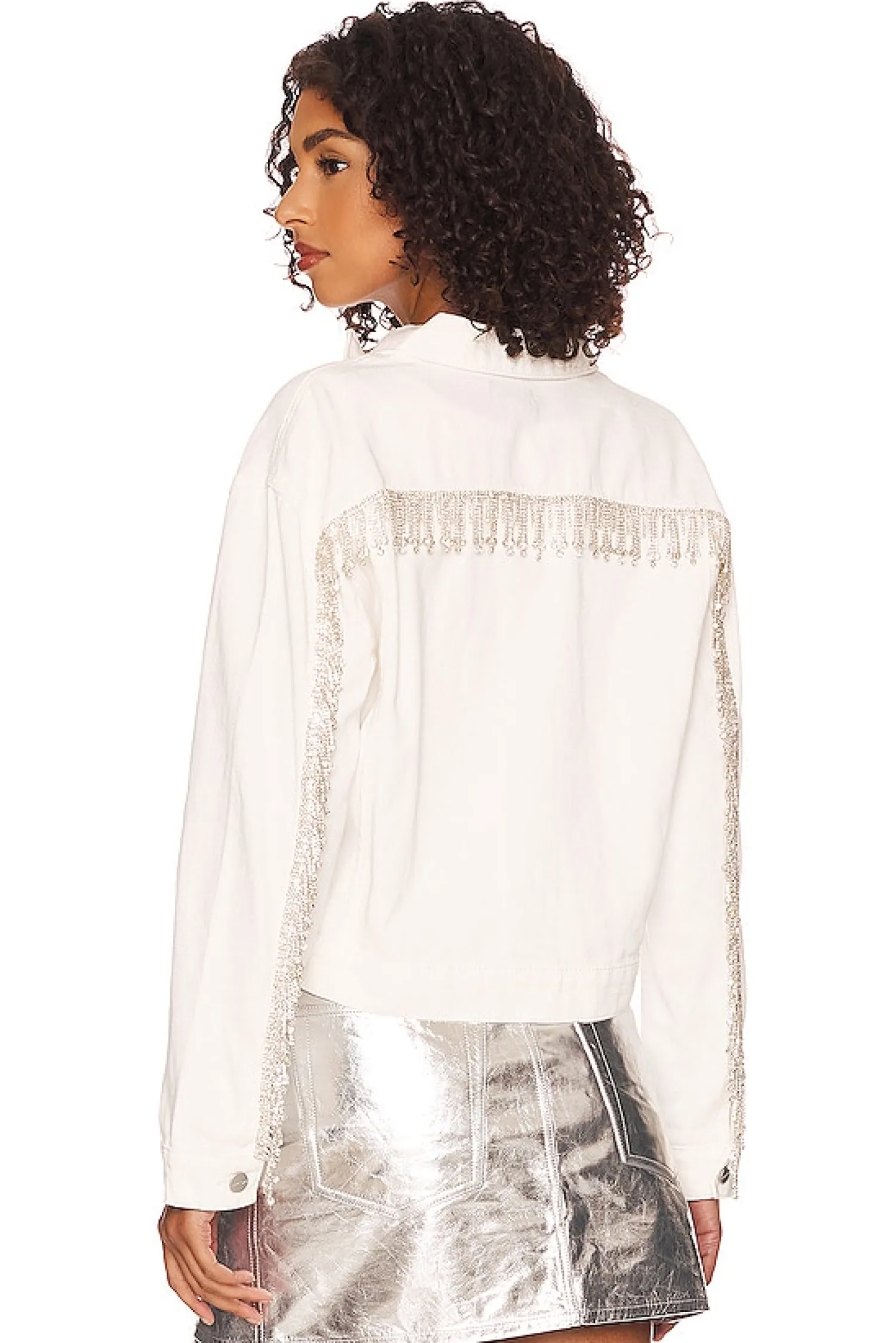 Women superdown Jackets & Coats>Raya Rhinestone Fringe Jacket