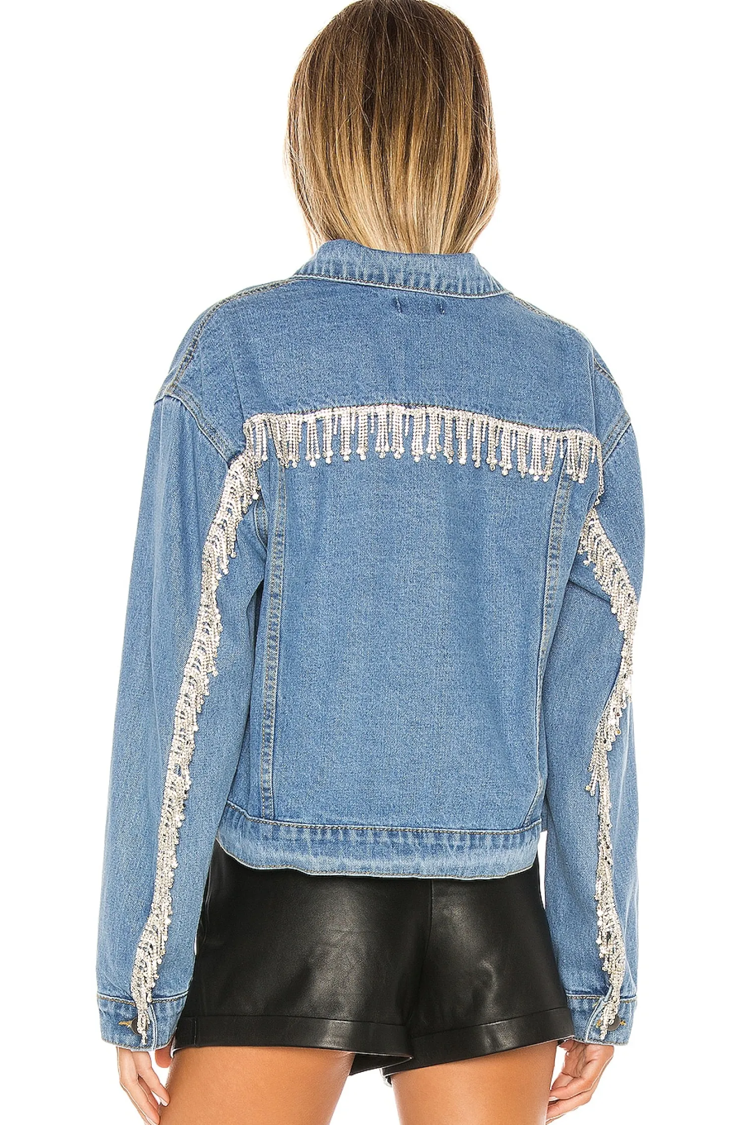 Women superdown Jackets & Coats>Raya Rhinestone Fringe Jacket