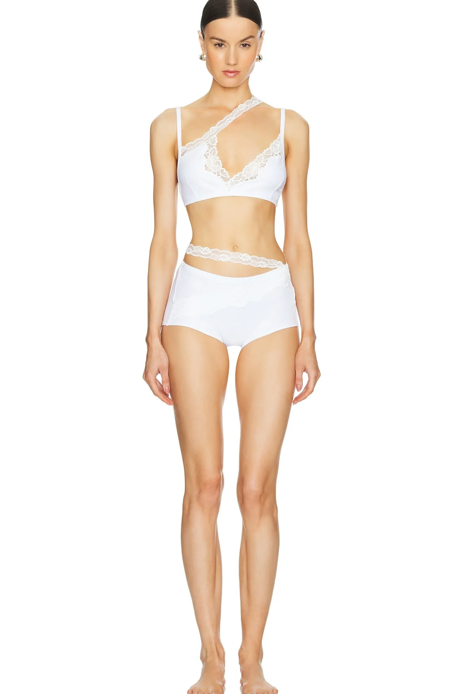 Women Vaillant Lingerie & Sleepwear>Ribbed Jersey Bra With Asymmetric Lace Trim