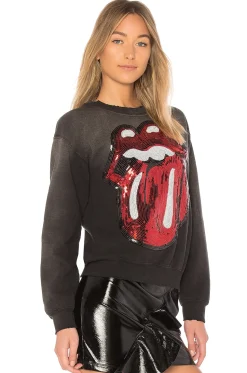Women Madeworn Loungewear>Rolling Stones Sequins Sweatshirt