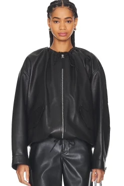 Women Helmut Lang Jackets & Coats>Ruched Leather Jacket