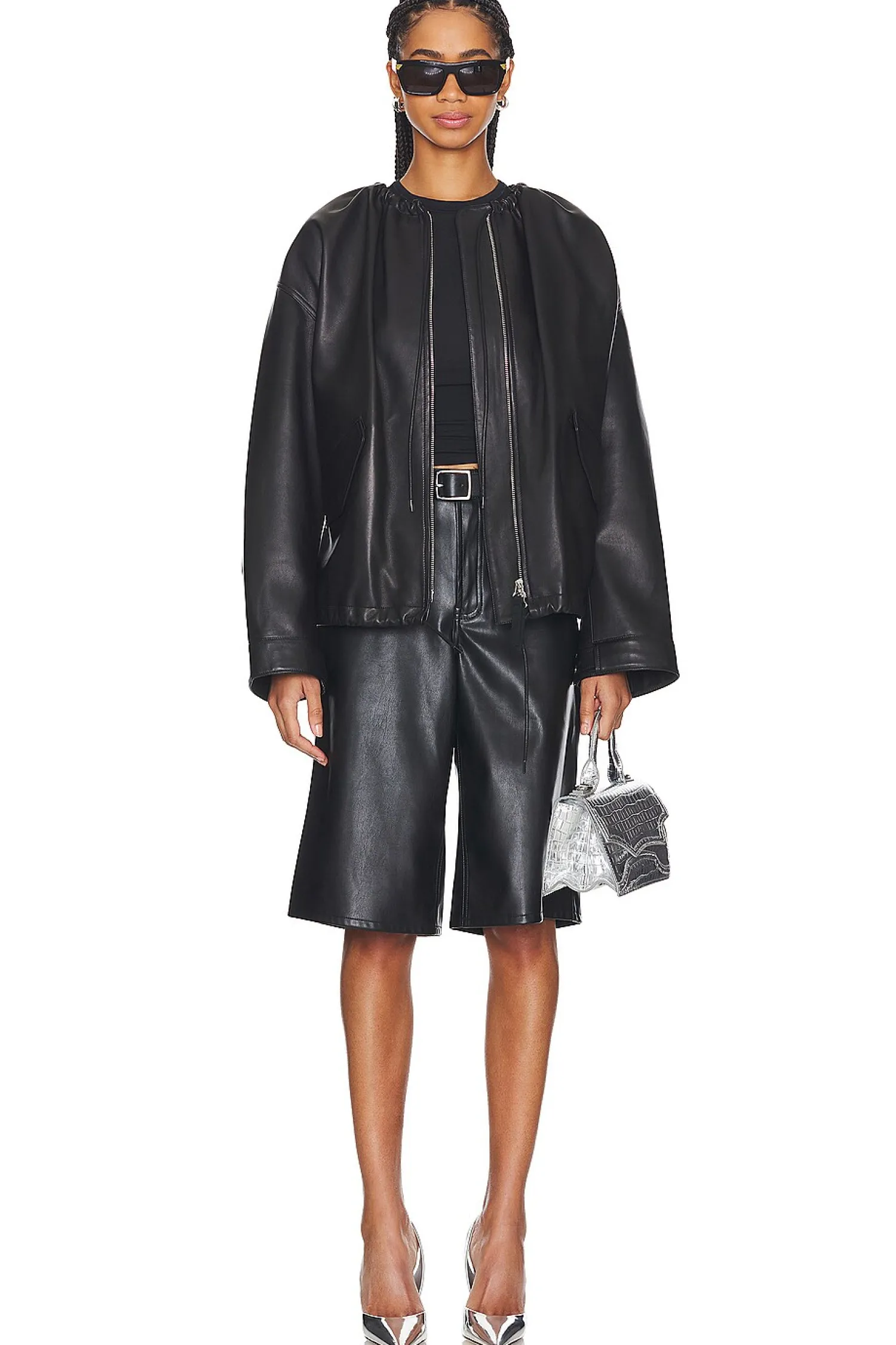 Women Helmut Lang Jackets & Coats>Ruched Leather Jacket