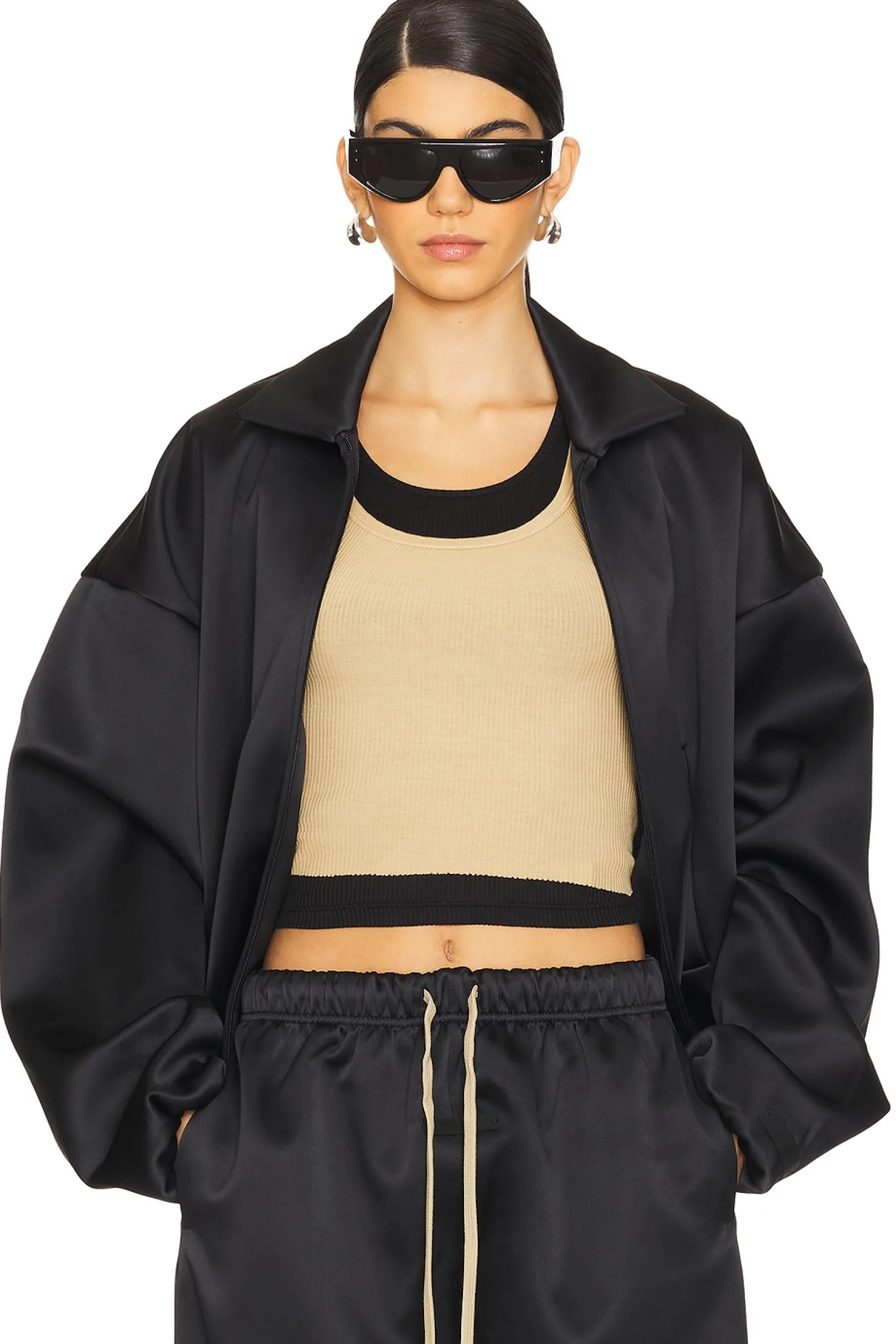 Women Fear of God ESSENTIALS Jackets & Coats>Satin Nylon Bomber Jacket