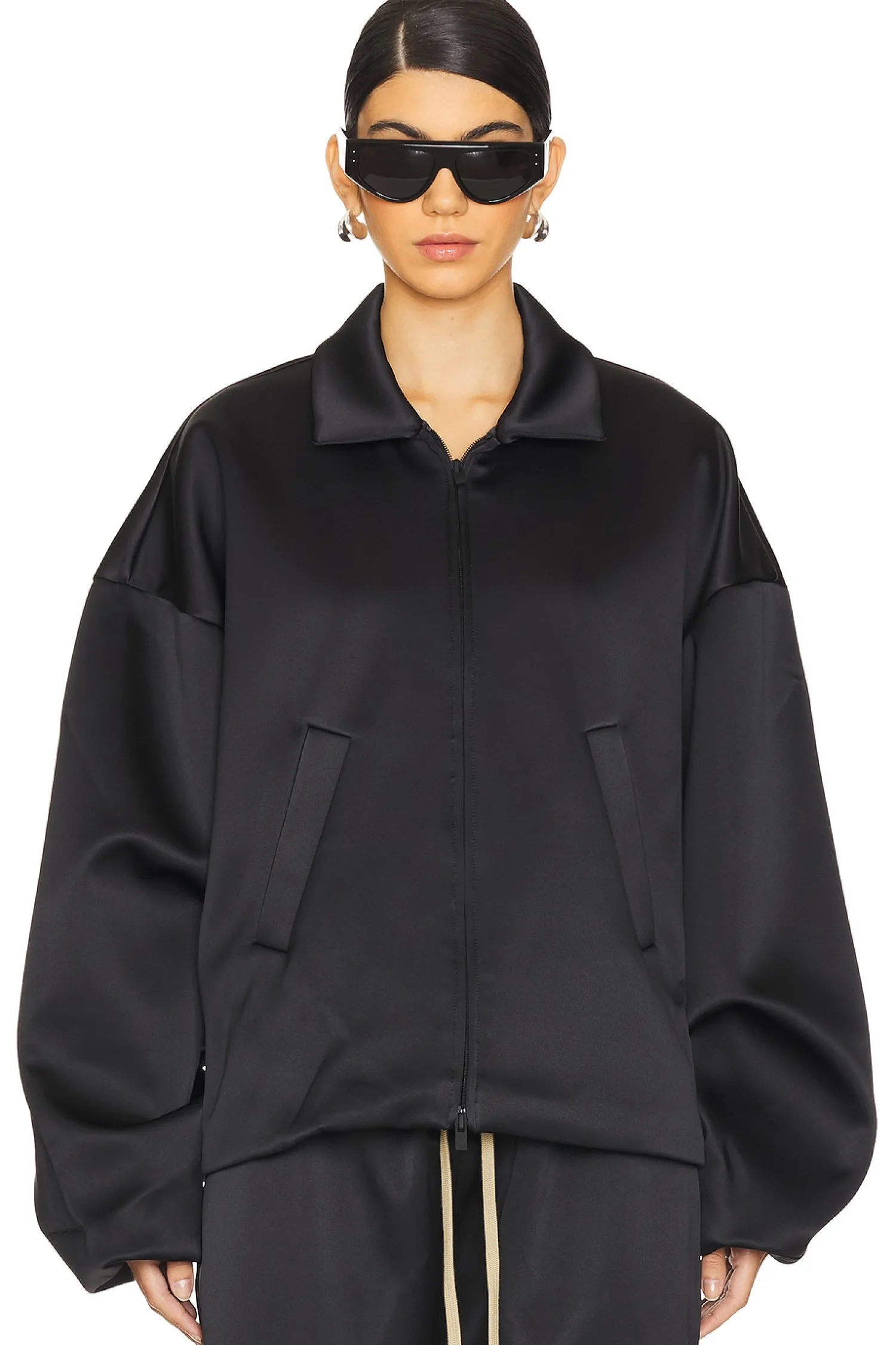 Women Fear of God ESSENTIALS Jackets & Coats>Satin Nylon Bomber Jacket