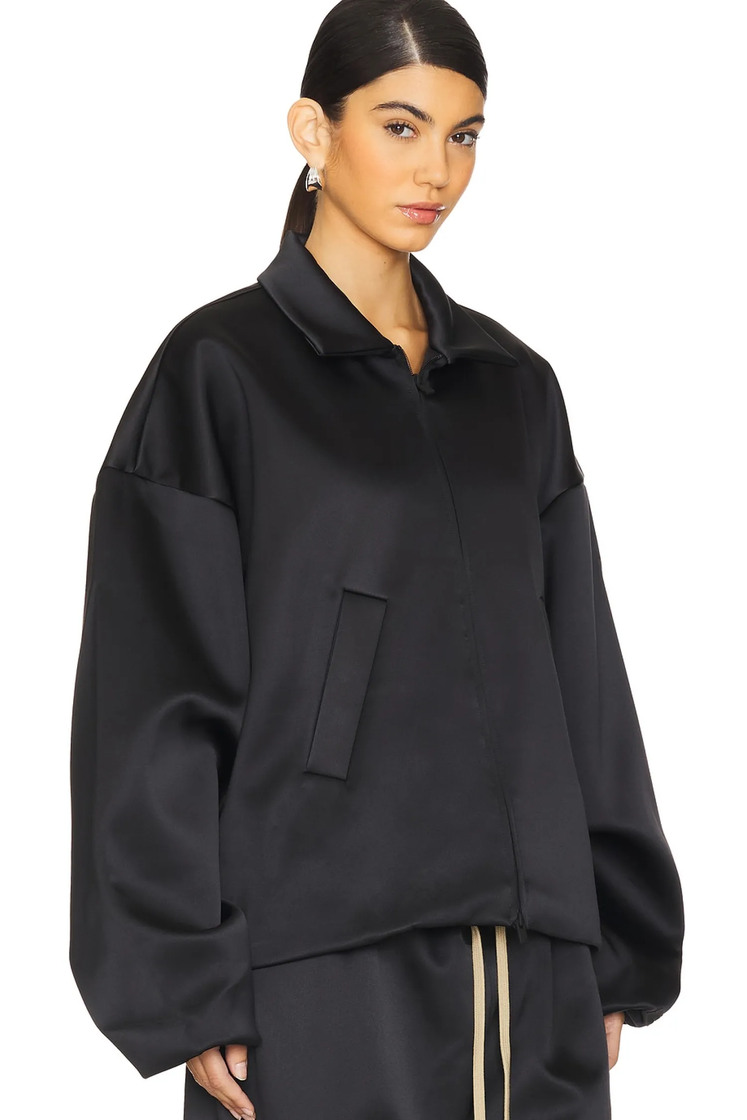 Women Fear of God ESSENTIALS Jackets & Coats>Satin Nylon Bomber Jacket