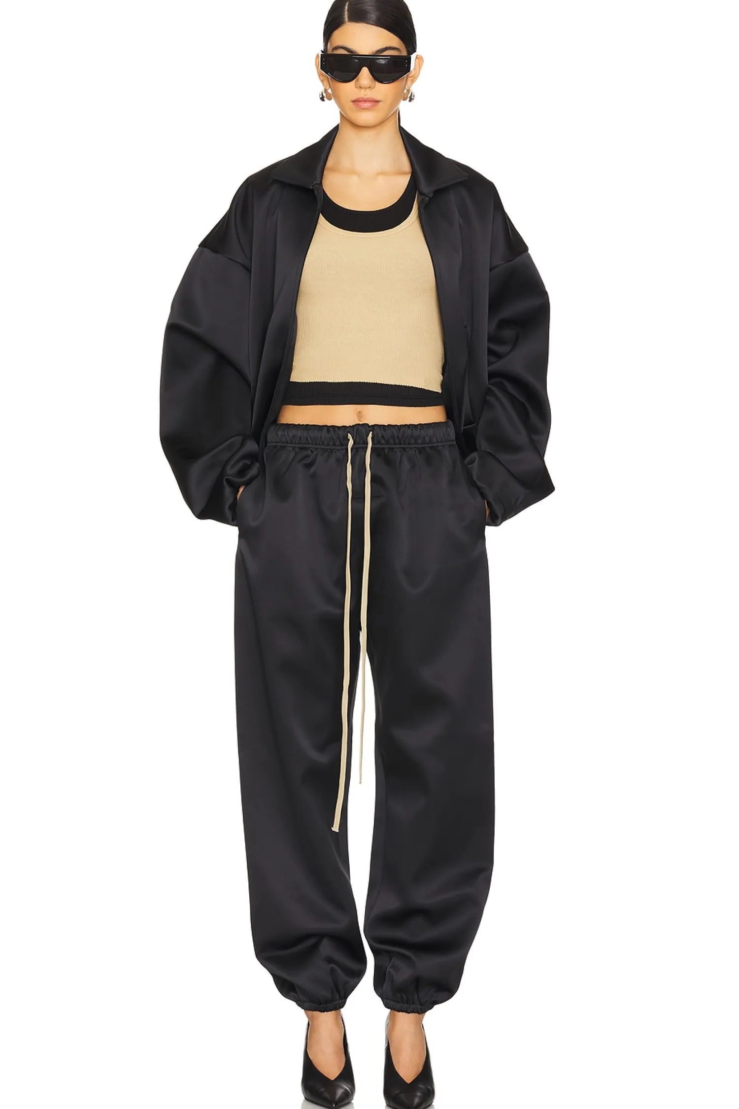 Women Fear of God ESSENTIALS Jackets & Coats>Satin Nylon Bomber Jacket