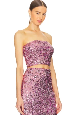 Women ROTATE Matching Sets>Sequin Crop Top