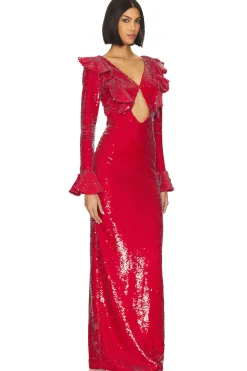 Women PatBO Dresses>Sequin Cutout Maxi Dress
