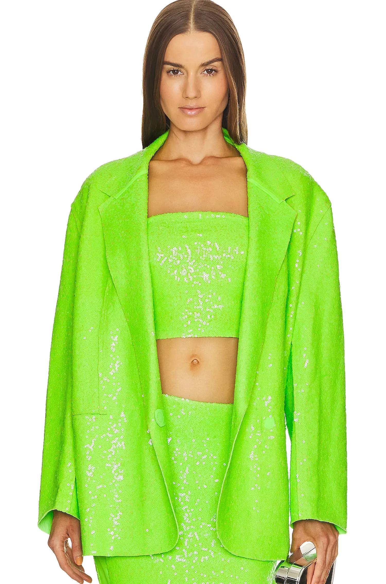 Women Norma Kamali Jackets & Coats>Sequin Oversized Double Breasted Jacket