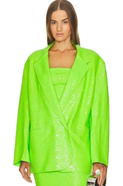 Women Norma Kamali Jackets & Coats>Sequin Oversized Double Breasted Jacket