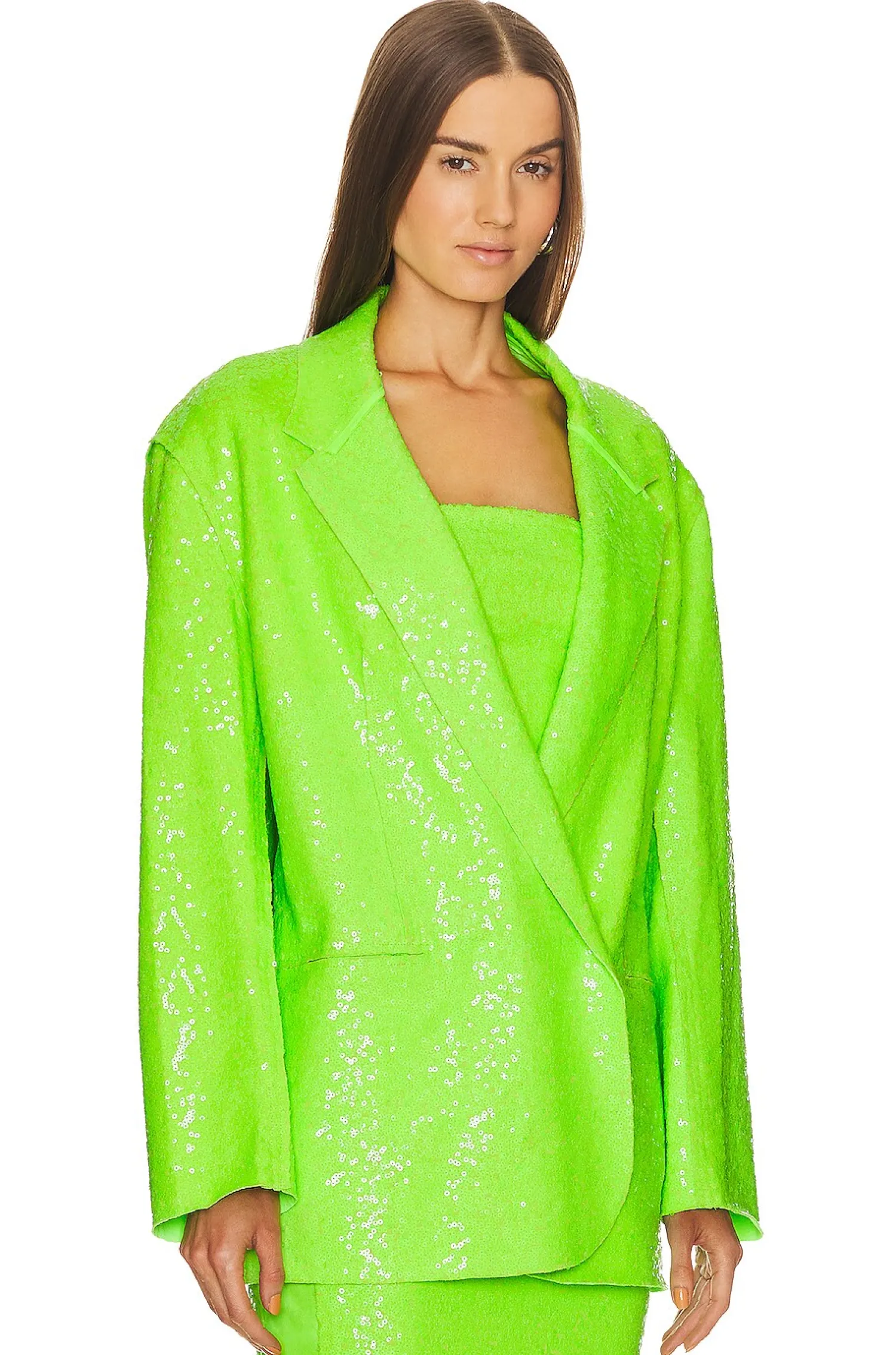 Women Norma Kamali Jackets & Coats>Sequin Oversized Double Breasted Jacket
