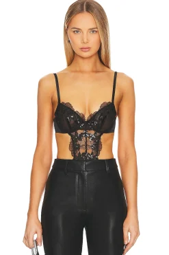 Women fleur du mal Lingerie & Sleepwear>Sequin Violet Embroidery Bodysuit