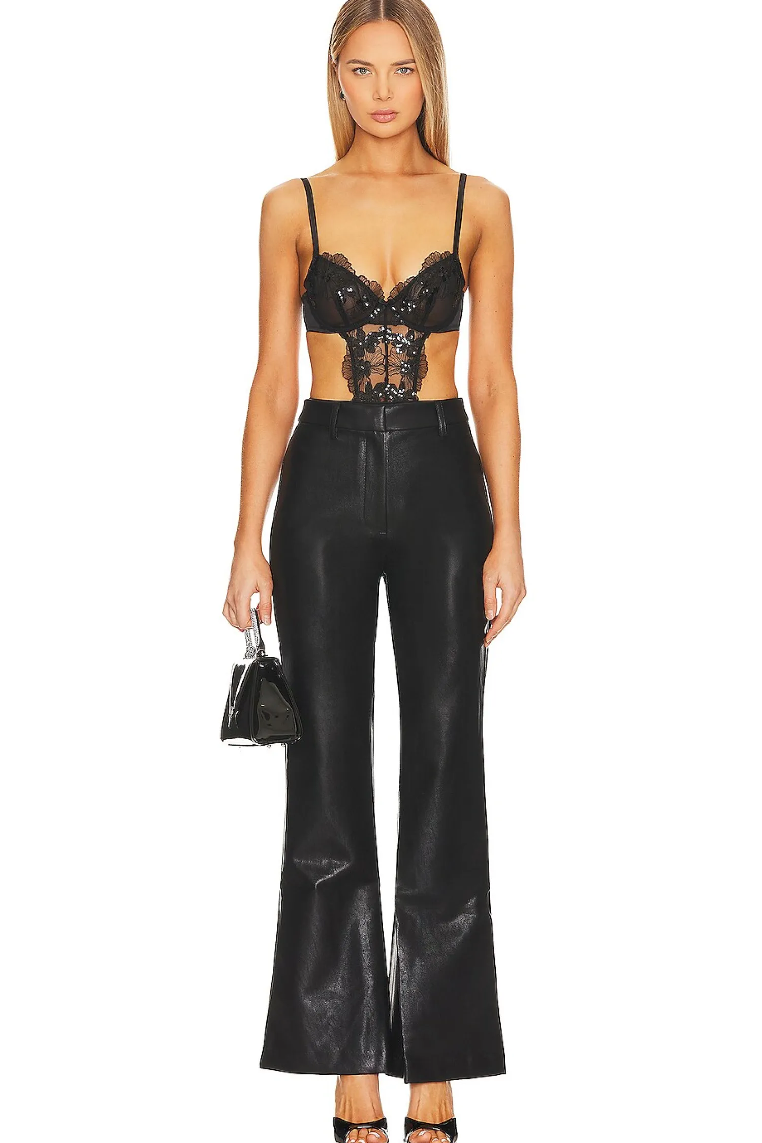 Women fleur du mal Lingerie & Sleepwear>Sequin Violet Embroidery Bodysuit