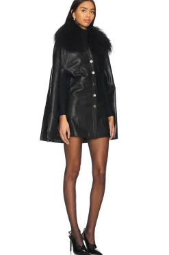 Women Susanna Chow Jackets & Coats>Sheila Removable Shearling Collar Leather Cape