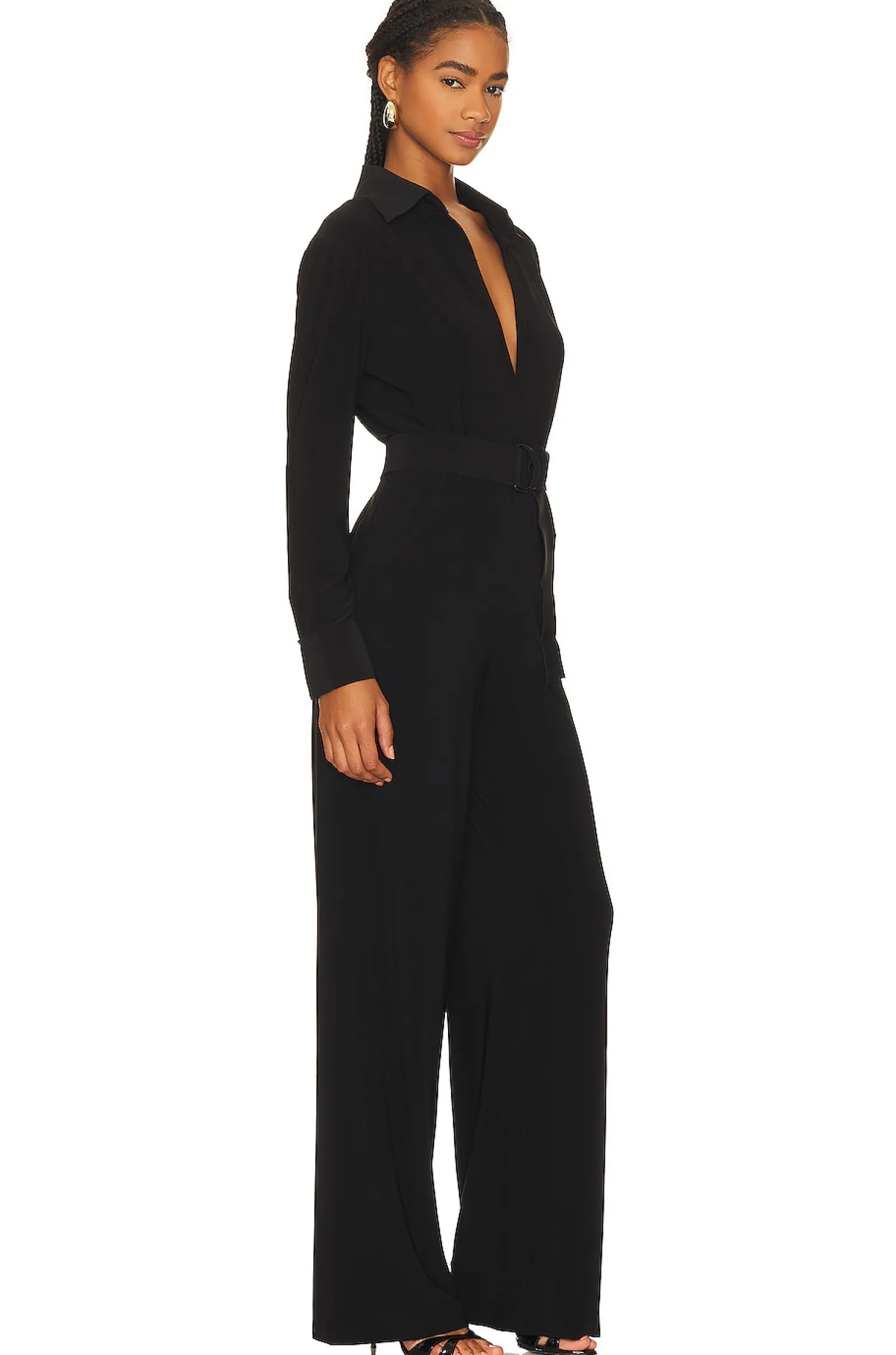 Women Norma Kamali Jumpsuits>Shirt Straight Leg Jumpsuit With Collar Stand
