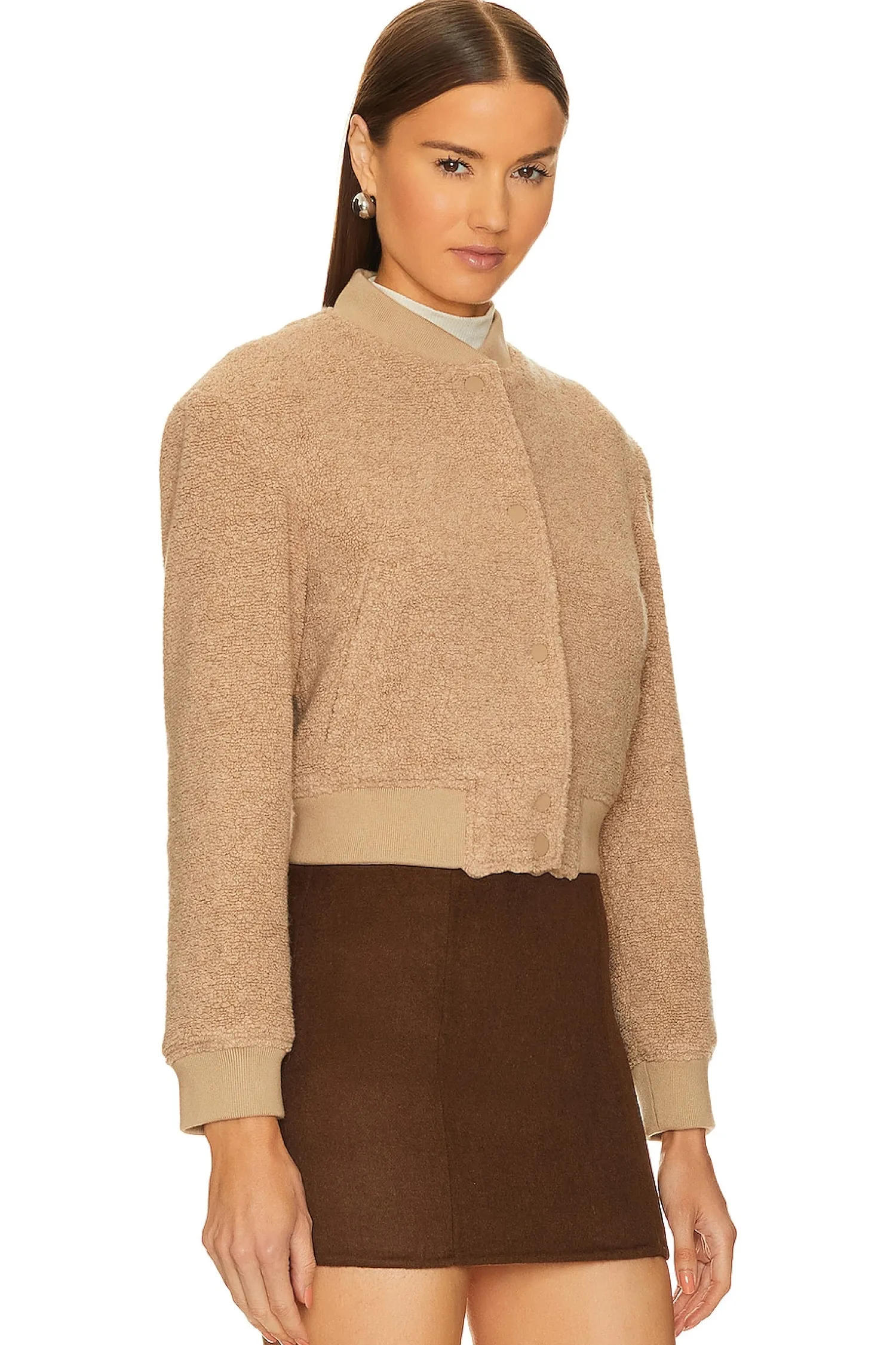 Women Theory Jackets & Coats>Shrunken Fleece Teddy Jacket