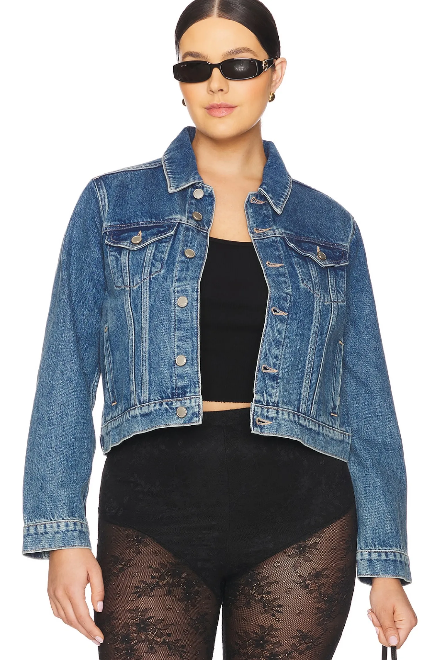 Women Good American Jackets & Coats>Shrunken Trucker Jacket