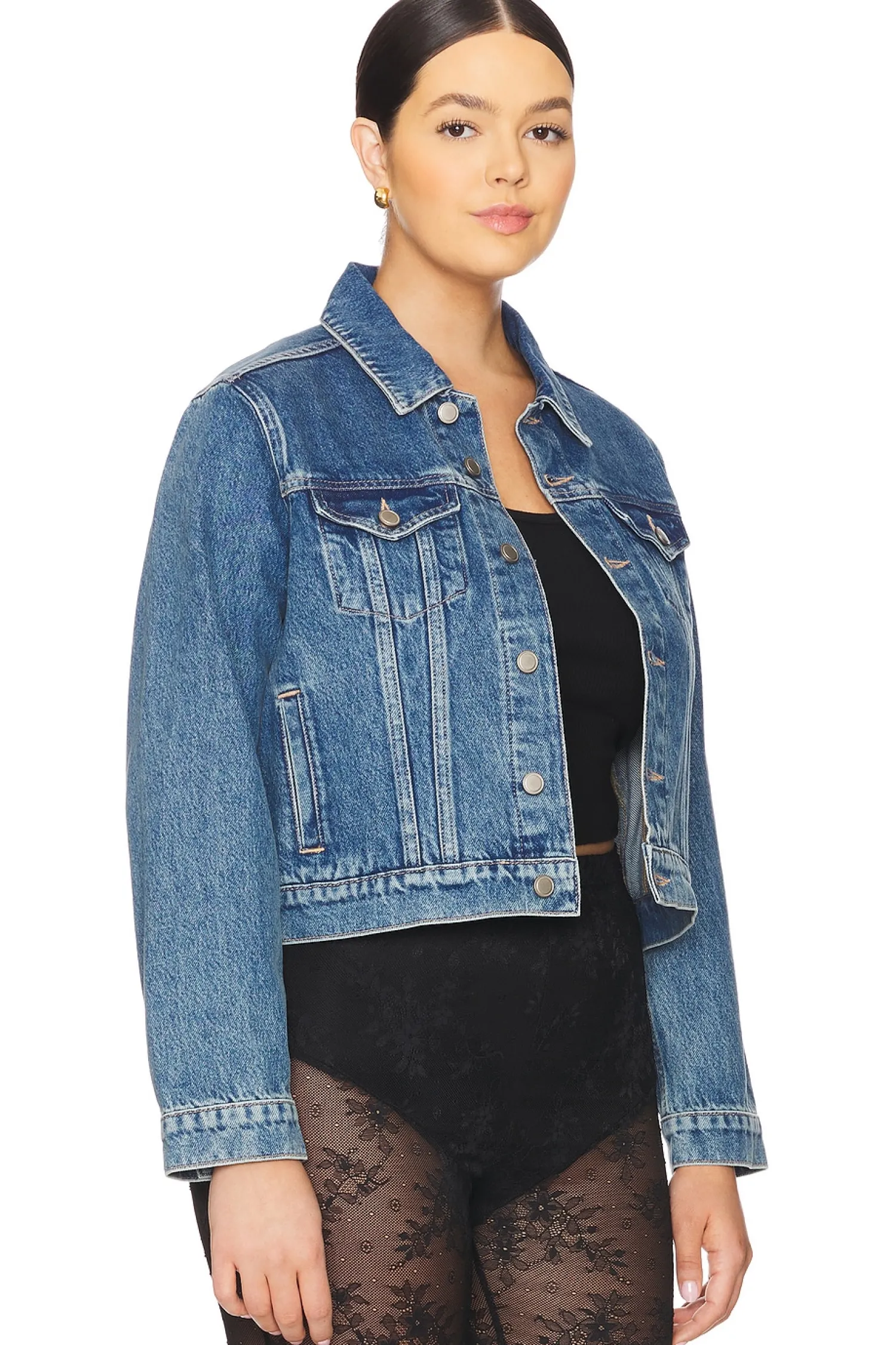 Women Good American Jackets & Coats>Shrunken Trucker Jacket