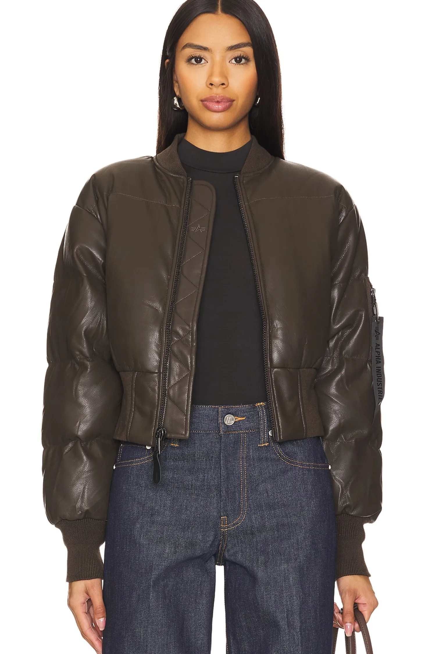 Women ALPHA INDUSTRIES Jackets & Coats>Sierra Faux Leather Short Puffer