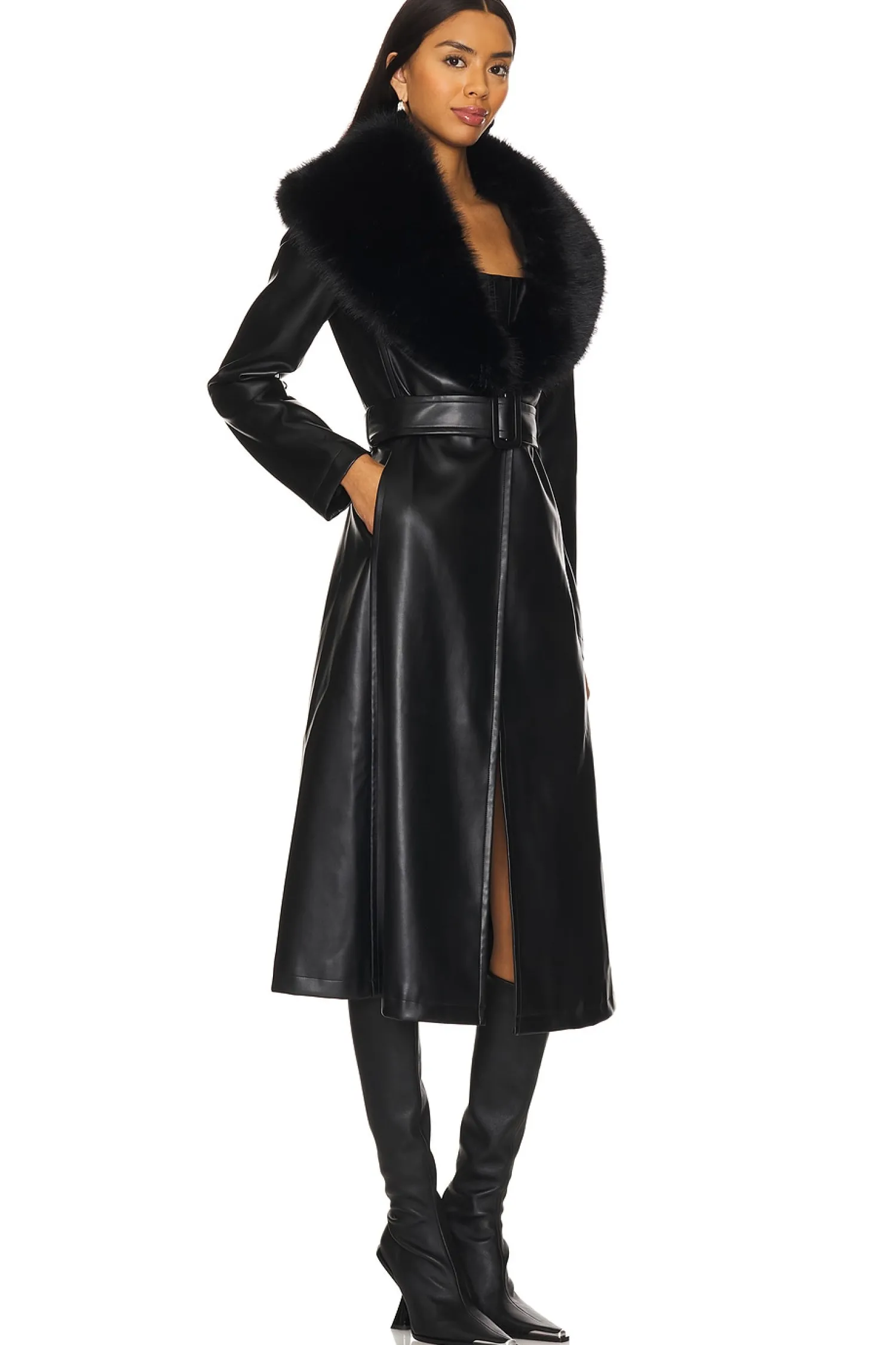 Women SAU LEE Jackets & Coats>Simone Faux Leather Coat