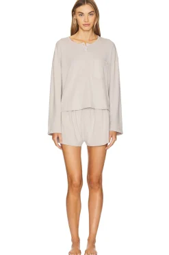 Women LUNYA Lingerie & Sleepwear>Slumberknit Henley Short Set