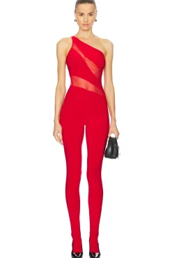 Women Norma Kamali Jumpsuits>Snake Mesh Catsuit With Footsie