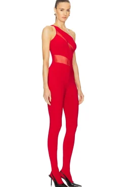 Women Norma Kamali Jumpsuits>Snake Mesh Catsuit With Footsie
