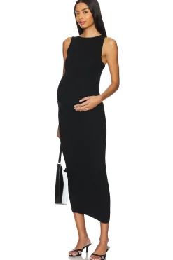 Women BUMPSUIT Dresses>Soft Rib Boat Neck Midi Dress